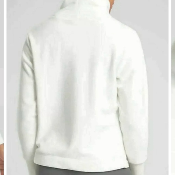 ATHLETA Double Cozy Karma Funnel Neck Sweatshirt SMALL Sea Salt White Top GUC - Picture 2 of 13